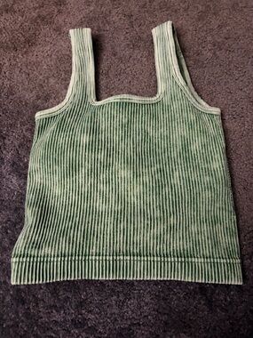 Zenana Outfitters Sage Green Ribbed Square-Neck Tank